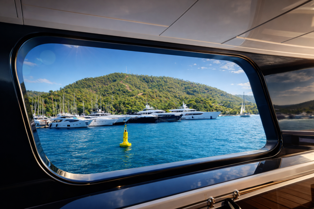 Göcek view from the yacht’s porthole.