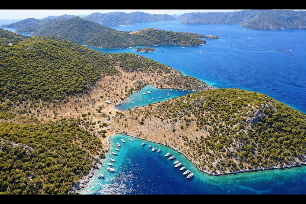 A stunning view of the turquoise bays along Türkiye's Riviera