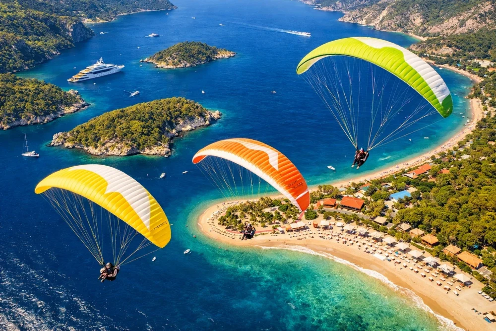 Paragliding over Ölüdeniz — an iconic view of the Mediterranean.