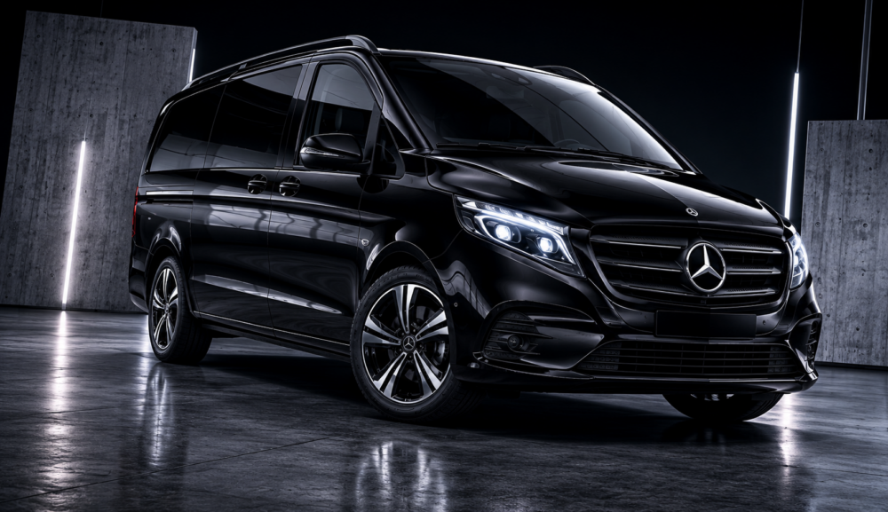 Black Mercedes Vito for private airport transfers in Marmaris