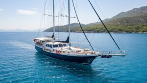 The Blue Sea gulet cruising on the Turkish Riviera in clear blue waters